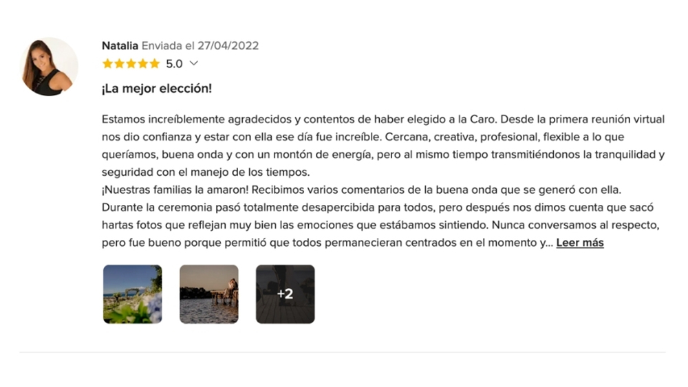 OPIONIONES DE MIS NOVIOS EN www.matrimonios.cl - 74