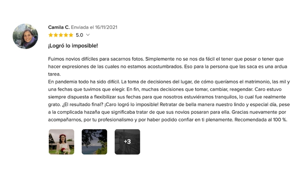 OPIONIONES DE MIS NOVIOS EN www.matrimonios.cl - 90